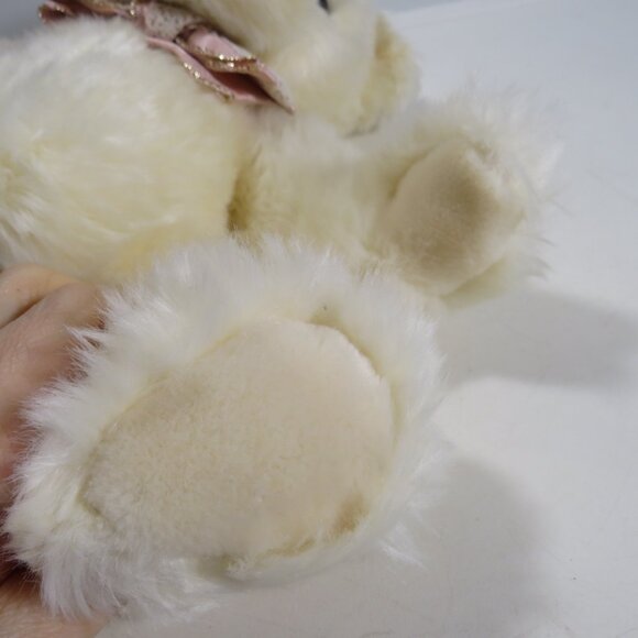 White Soft Bear with Pink Wired Ribbon & Lace Bow Valentine's Gift - Picture 8 of 11